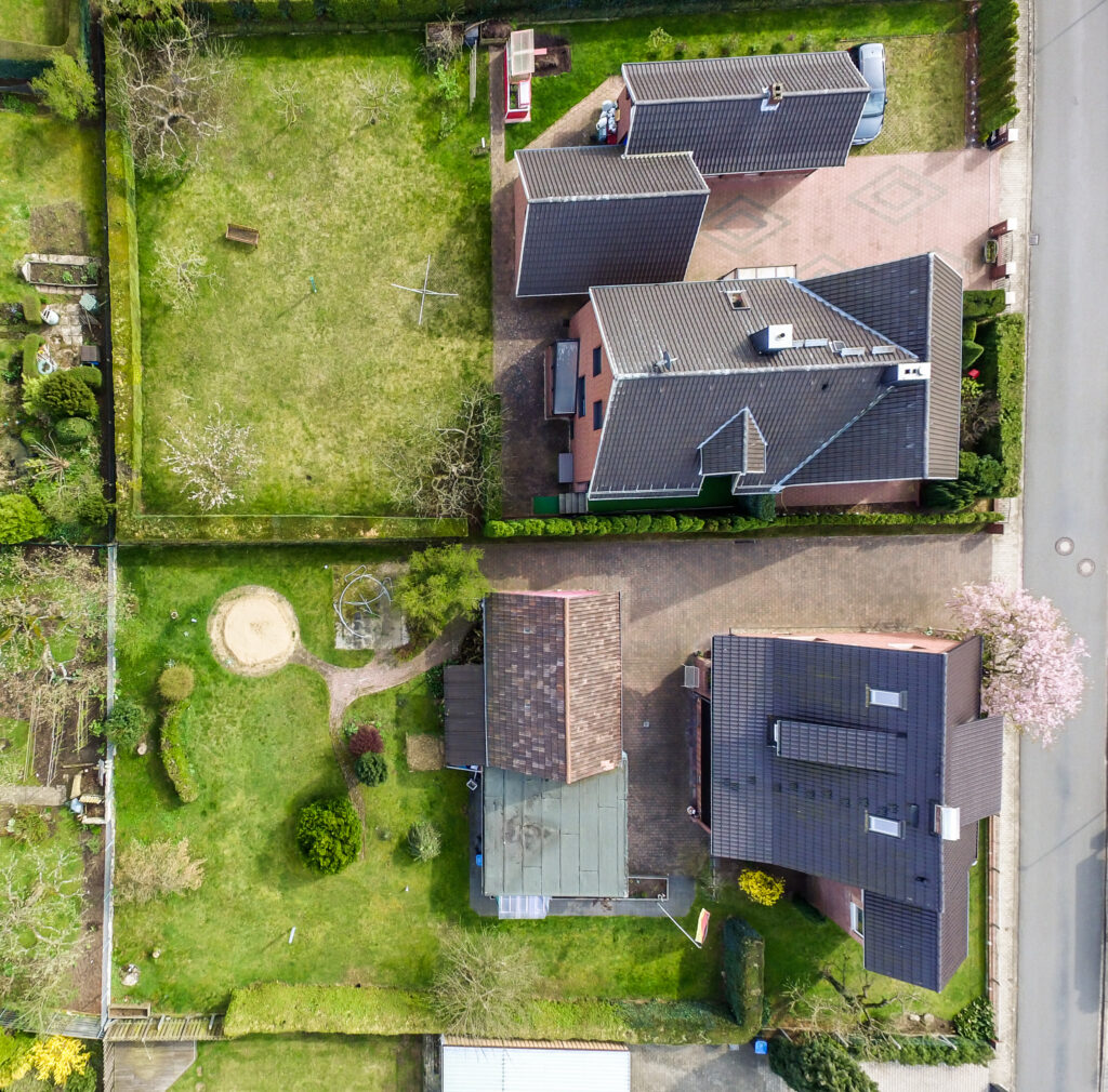 Aerial view showing property boundaries Drone photo by Red Drone ltd In Wiltshire